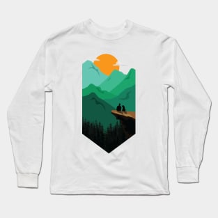 my dog mountain and sunset Long Sleeve T-Shirt